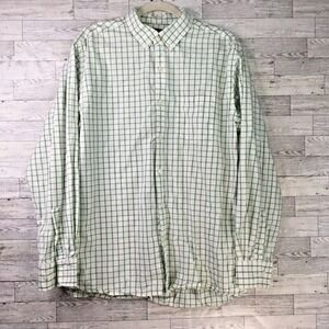 Ivy Crew Men's Green White Windowpane Check Oxford Button‎ Down Shirt Casual L